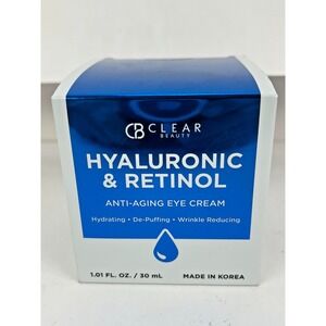 Clear Beauty Hyaluronic & Retinol Anti-Aging Wrinkle Eye Cream New Box 1.01 Floz